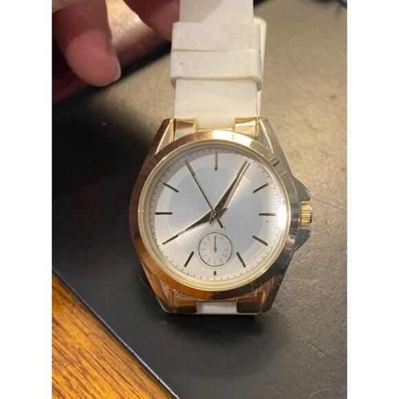 Women's 36mm Gold one Charming Charlie Watch with White Poly Band - Picture 2 of 2